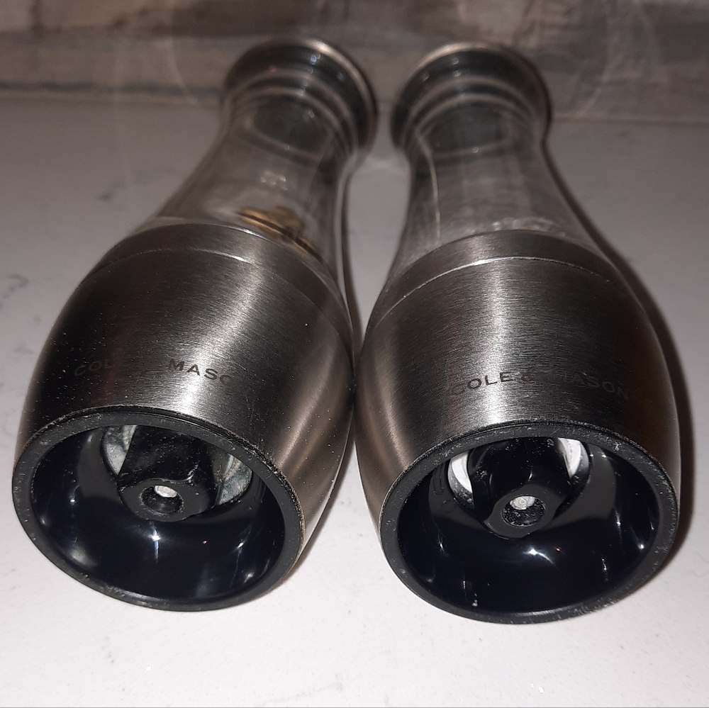 Cole & Mason Stainless Steel Acrylic Salt and Pepper Grinder Set EUC - Picture 4 of 7